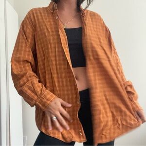Urban Outfitters Orange Plaid Button Down Shirt